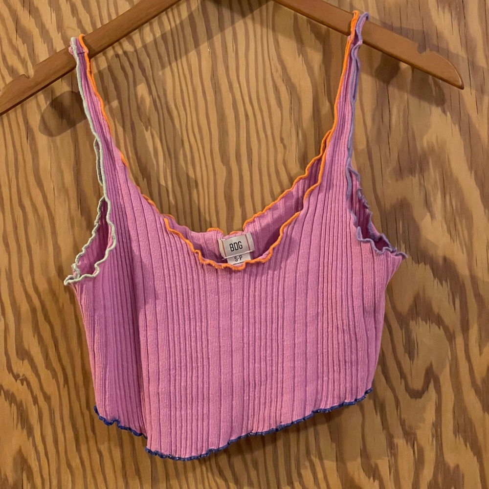 BDG Lavender Ribbed Top with Orange Trim